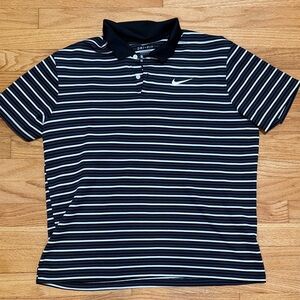Nike Black and White Striped Polo